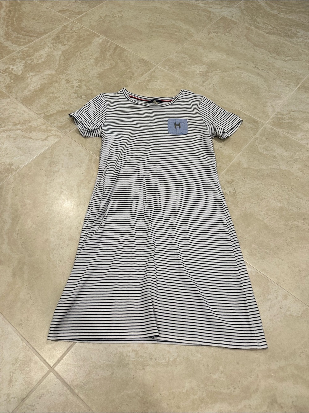 Tommy Hilfiger Navy & White Striped Short Sleeve Dress